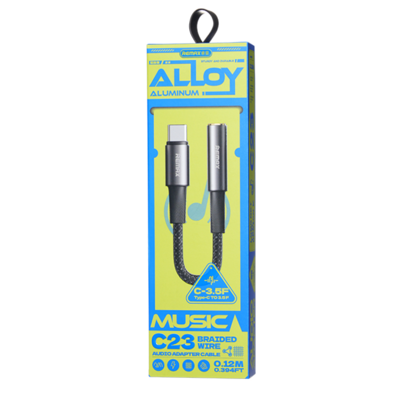 Câble Adaptateur Type-C / Jack Tressé 3.5mm REMAX CB08 - 0.12M - Noir — REMAX · Smarty Paris 18e